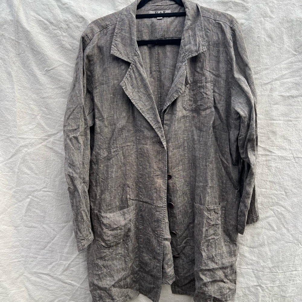 Flax Linen Blazer Top Large